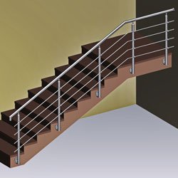 Side Mounted Round Balustrade With Horizontal Members